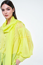 Блуза желтая из хлопка со съемным бантом