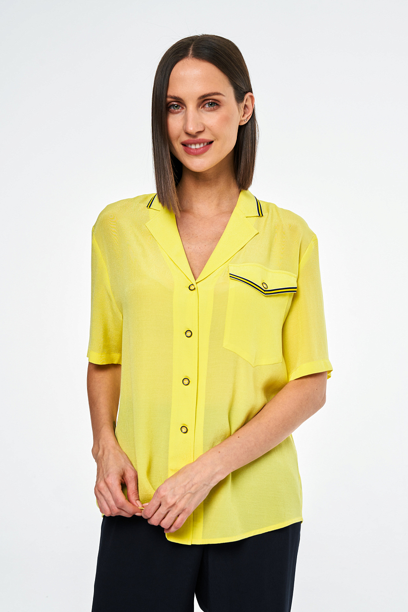 Блуза с укороченным рукавом оттенка лимончелло