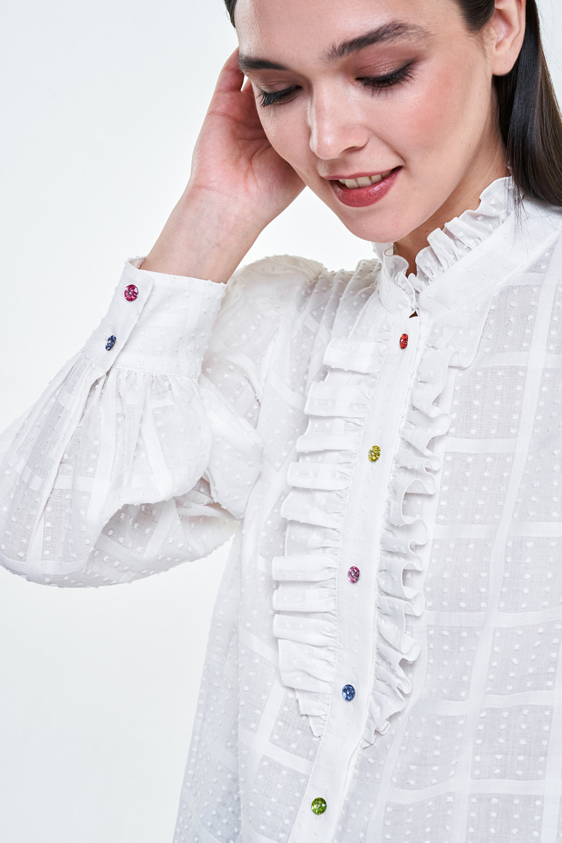 Блуза хлопковая с разноцветными пуговицами